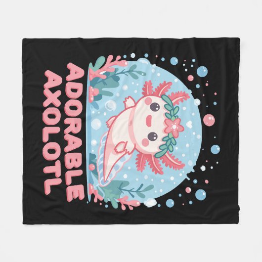 愛らしいアキソロトル水中競技可愛さ フリースブランケット (正面(横))