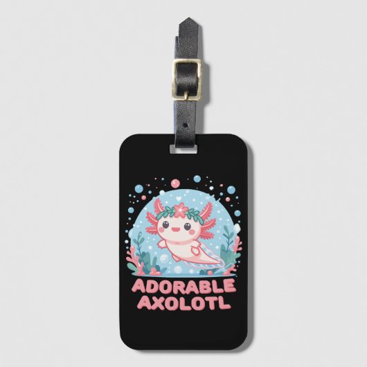 愛らしいアキソロトル水中競技可愛さ ラゲッジタグ (正面縦)