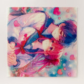 愛らしいアニメをテーマにしたバレンタインデー ジグソーパズル (横)