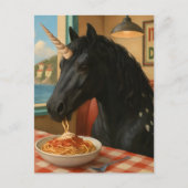 愛らしいアパロオーサ食べユニコーンのパスタ ポストカード (正面)