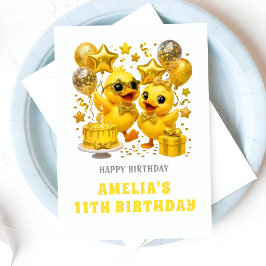 愛らしいアヒルの子の11歳の誕生日お祝いカード カード