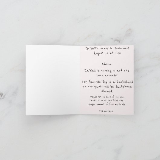 愛らしいアフリカンガールバースデーパーティ招待状 カード (内部)