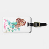 愛らしいアフリカ系アメリカ人の人魚の娘 ラゲッジタグ (正面横)