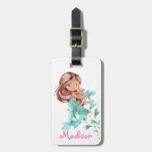 愛らしいアフリカ系アメリカ人の人魚の娘 ラゲッジタグ (正面縦)