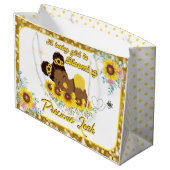 愛らしいアフリカ系アメリカ人ひまわり赤ちゃんシャワー ラージペーパーバッグ (裏面アングル)