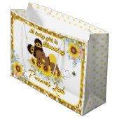 愛らしいアフリカ系アメリカ人ひまわり赤ちゃんシャワー ラージペーパーバッグ (正面アングル)