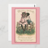 愛らしいアフリカ系アメリカ人カップルヴィンテージバレンタイン ポストカード (正面/裏面)