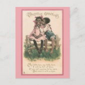 愛らしいアフリカ系アメリカ人カップルヴィンテージバレンタイン ポストカード (正面)