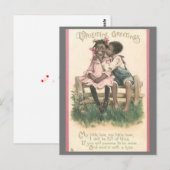 愛らしいアフリカ系アメリカ人カップルヴィンテージバレンタイン ポストカード (正面/裏面)