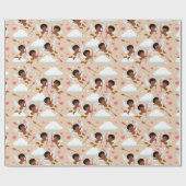 愛らしいアフリカ系アメリカ人ケルブハート ラッピングペーパー (フラット)