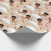 愛らしいアフリカ系アメリカ人ケルブハート ラッピングペーパー (角)