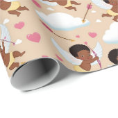 愛らしいアフリカ系アメリカ人ケルブハート ラッピングペーパー (ロールコーナー)