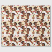 愛らしいアフリカ系アメリカ人ケルブハート ラッピングペーパー (フラット)
