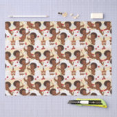 愛らしいアフリカ系アメリカ人ケルブハート 薄葉紙 (クラフト)