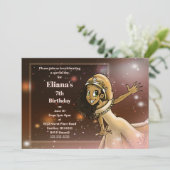 愛らしいアフリカ系アメリカ人プリンセス誕生日パーティー 招待状 (スタンド正面)