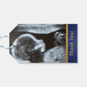 愛らしいアフリ王室のカのプリンスブルー/金ゴールド写真 ギフトタグ (裏面横)