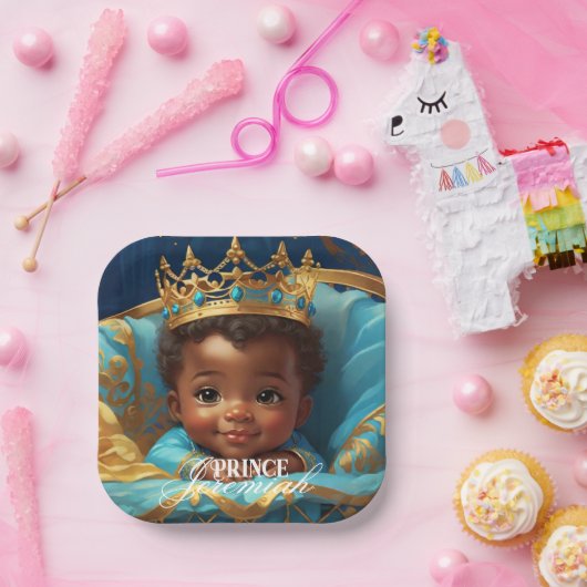 愛らしいアフリ王室のカ王子の赤ちゃんシャワー/誕生日 ペーパープレート (パーティー)