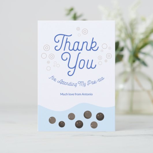 愛らしいアホロトル ブルーボバ ティーパーティーキッズ サンキューカード (スタンド正面)