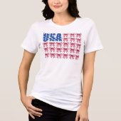 愛らしいアメリカのギンガムコケットボー愛国心 トライブレンドTシャツ (正面)