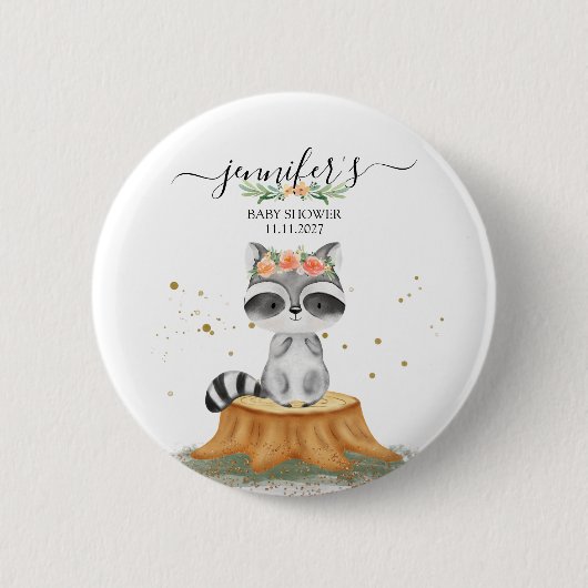 愛らしいアライグマ野生の赤ちゃんショー 缶バッジ (正面)