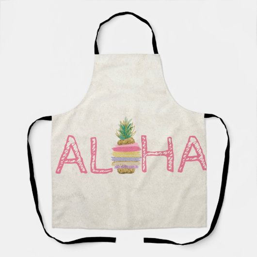 愛らしいアロハハワイアンストライプのパイナップル エプロン (正面)
