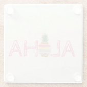 愛らしいアロハハワイアンストライプのパイナップル ガラスコースター (裏面)