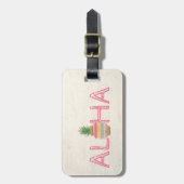 愛らしいアロハハワイアンストライプのパイナップル ラゲッジタグ (正面縦)
