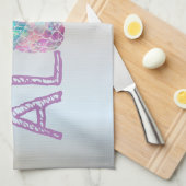 愛らしいアロハハワイアンパイナップルシルバー キッチンタオル (四つ折り)