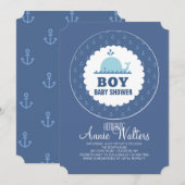 愛らしいアンカーの男の子ベビーシャワー招待状 招待状 (正面/裏面)