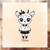 愛らしいアンテロープの女の子 - かわいい落書きデザイン ウィンドウサイン (シート2)