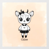 愛らしいアンテロープの少女 - かわいい落書きデザイン ウィンドウサイン (シート)