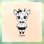 愛らしいアンテロープの少女 - かわいい落書きデザイン ウィンドウサイン (シート3)