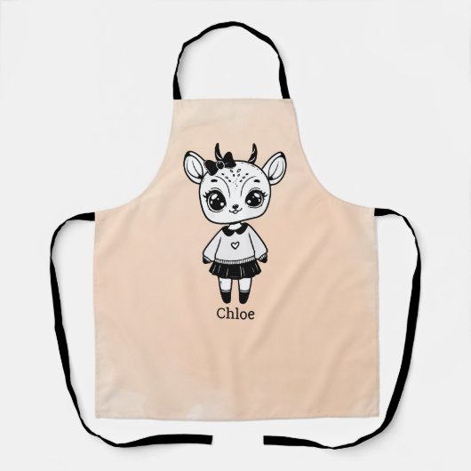 愛らしいアンテロープガール – かわいいドードルデザイン エプロン (正面)