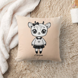 愛らしいアンテロープガール – かわいいドードルデザイン クッション