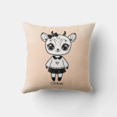 愛らしいアンテロープガール – かわいいドードルデザイン クッション (裏面)