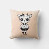愛らしいアンテロープガール – かわいいドードルデザイン クッション (正面)