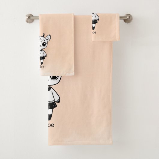 愛らしいアンテロープガール – かわいいドードルデザイン バスタオルセット (インサイチュ)