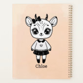 愛らしいアンテロープガール – かわいいドードルデザイン プランナー手帳 (裏面)