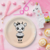 愛らしいアンテロープガール – かわいいドードルデザイン ペーパープレート (パーティー)