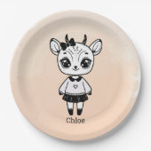 愛らしいアンテロープガール – かわいいドードルデザイン ペーパープレート (正面)