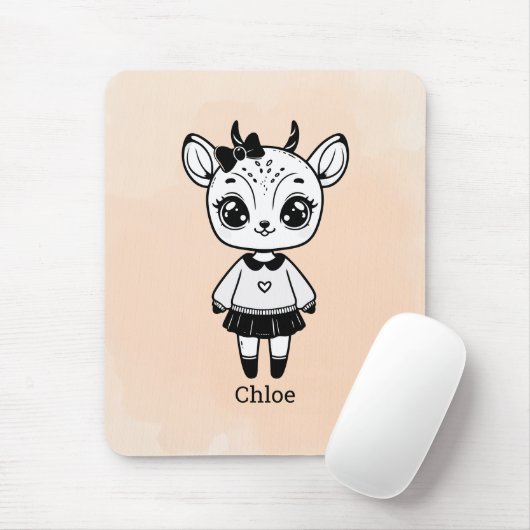 愛らしいアンテロープガール – かわいいドードルデザイン マウスパッド (マウス)