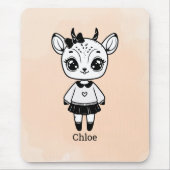 愛らしいアンテロープガール – かわいいドードルデザイン マウスパッド (正面)