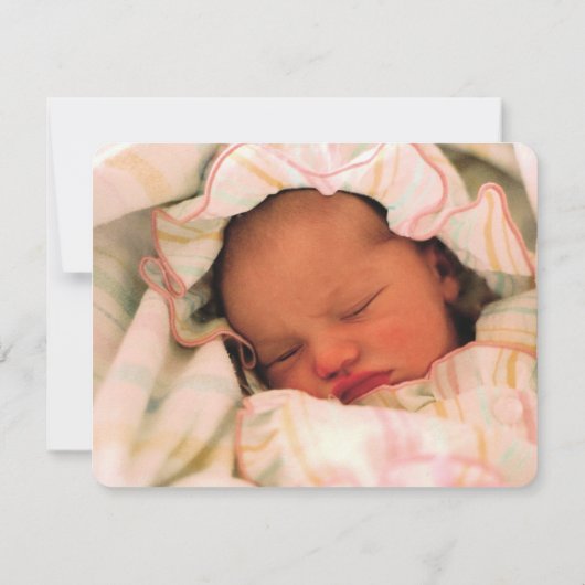 愛らしいアーガイルピンクの女の子誕生のお知らせ 案内状 (裏面)