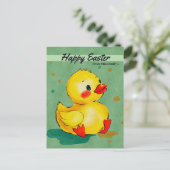 愛らしいイエローアクリングイースタースイートウォーターカラー シーズンポストカード (スタンド正面)