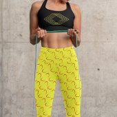 愛らしいイエローラブハートパターンヨガ カプリレギンス