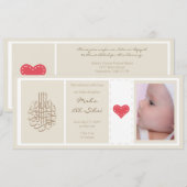 愛らしいイスラム教のアキカ赤ちゃんのお知らせ招待状 招待状 (正面/裏面)