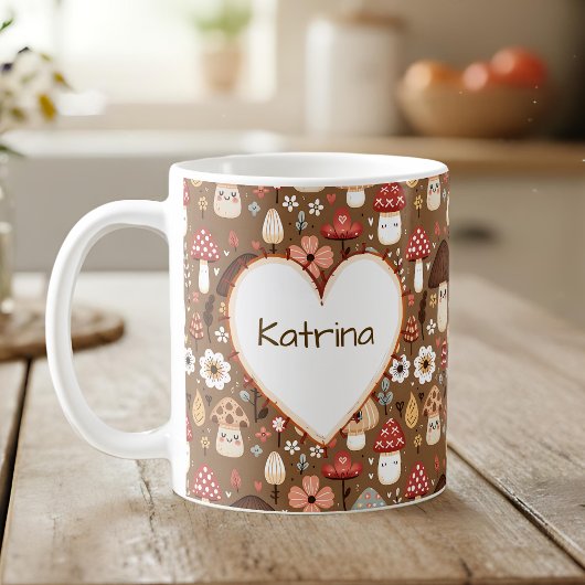 愛らしいイニシャル入りカントリー風キノコ コーヒーマグカップ