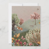 愛らしいイラストの花 木 鹿 ベビーシャワー 招待状 (裏面)