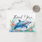 愛らしいイルカありがとう ノートカード (正面/裏面インサイチュ)