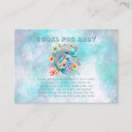 愛らしいイルカと花模様のベビー本 名刺 (正面)